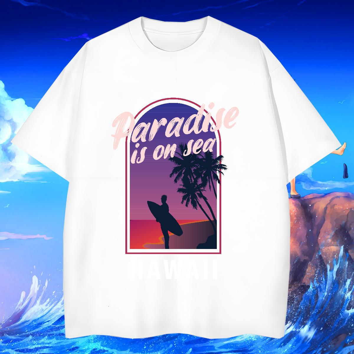 High Quality Mens Tshirts Casual 230g Cotton Floral Print Breathable Crew Neck sea T-Shirts for Men Fashion Designer Tee Shirt