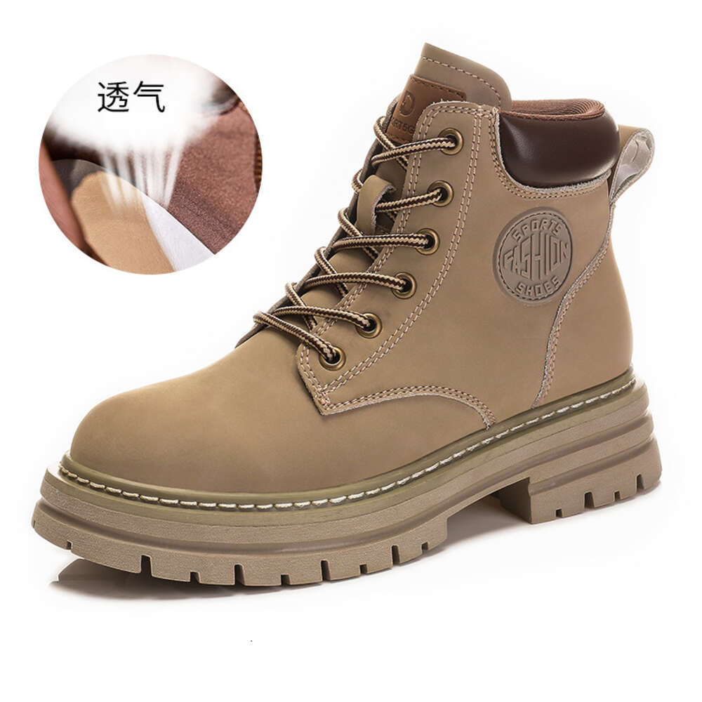 Ddmysports Gaoding Yellow Autumn New Versatile Thick Soled Martin English Style Short Women S Genuine Leather Boots Children OUTDOOR