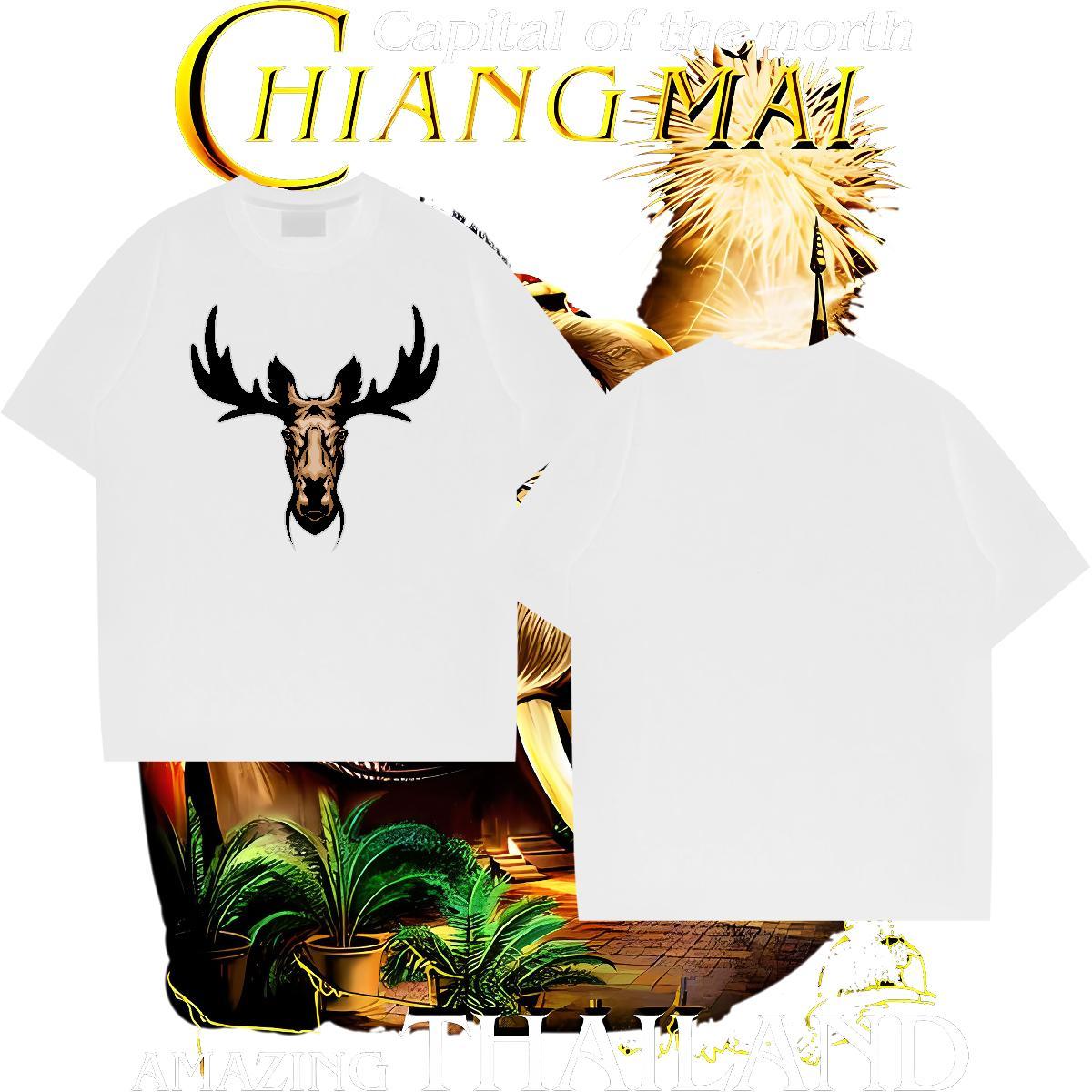 Popular Man T Shirts deer Short Sleeve Soft Outdoor DIY 230g 100% Cotton Couples T Shirts New Tshirts