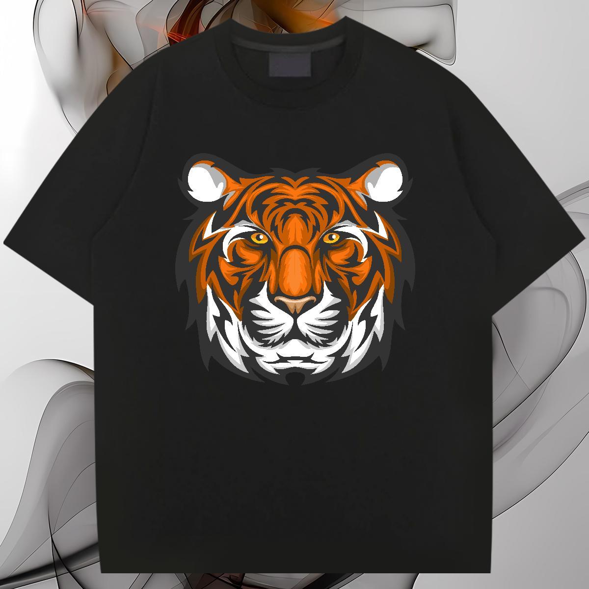 Classic T shirt tiger Short Sleeve Soft Hip Hop Street DIY 230g Pure Cotton Men Tshirts Fashion Tees Shirts