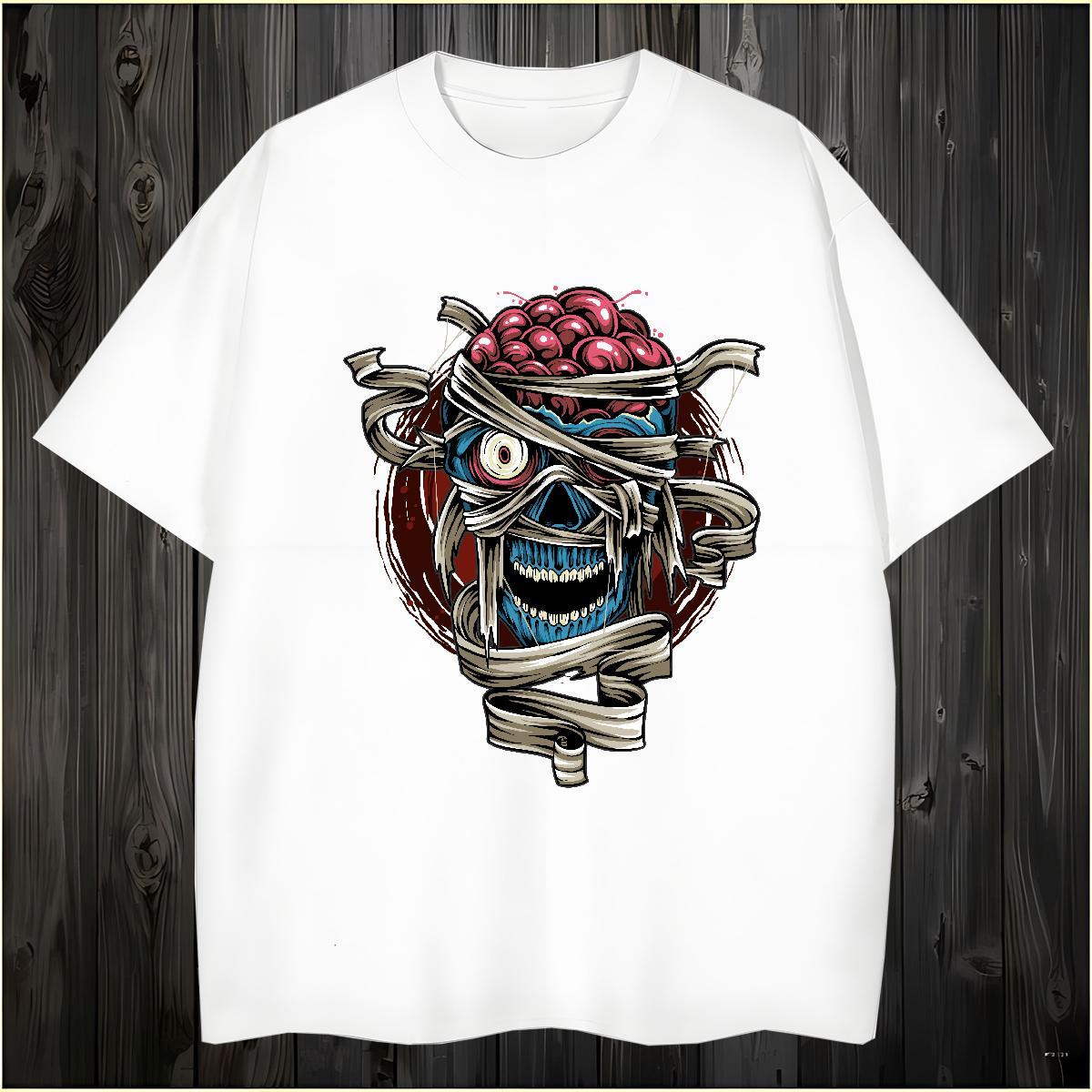 T-Shirts for Men 230g Cotton skull Hip Hop Street Crew Neck Breathable Skull Couples T Shirts New Designer Wear