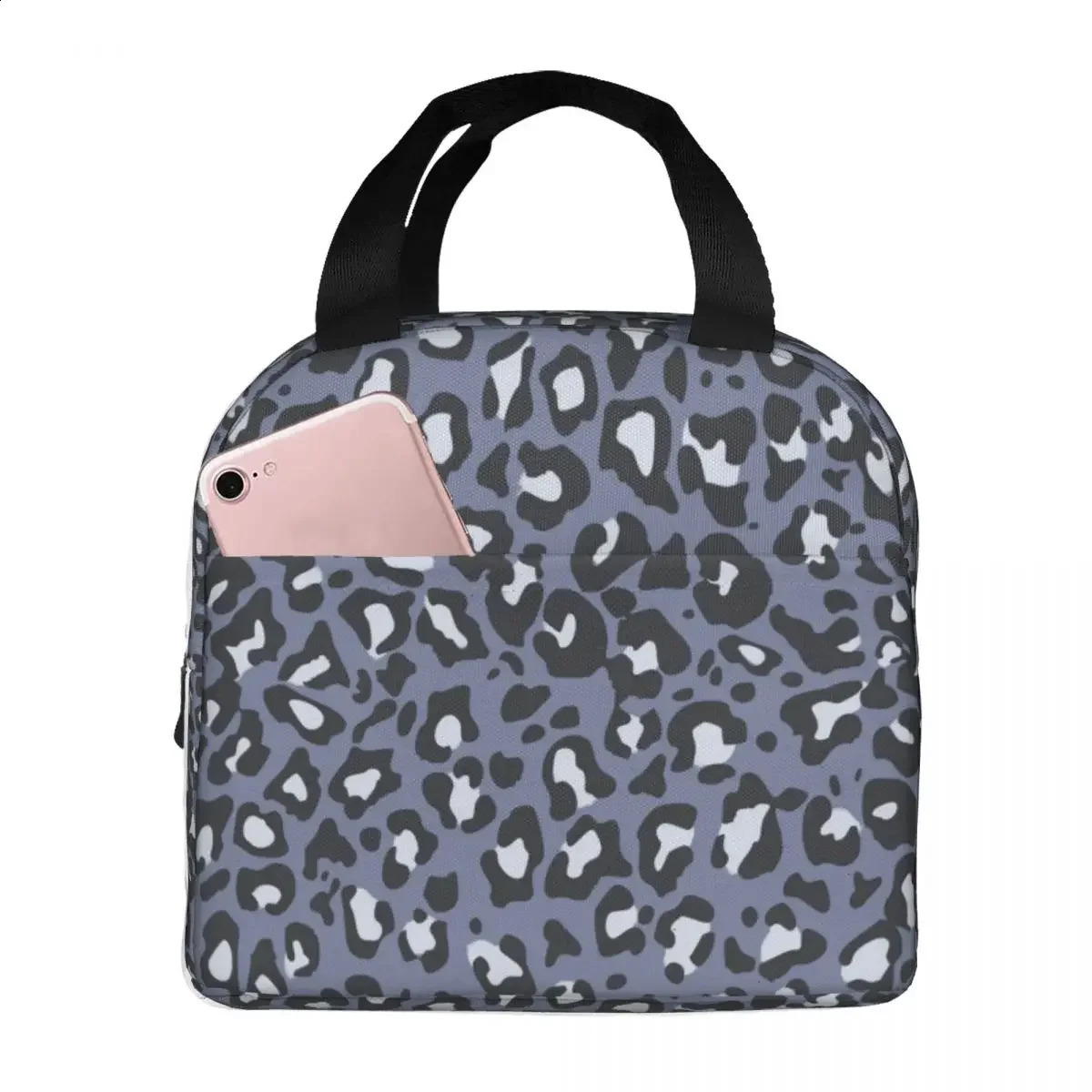 Leopard Print Lunch Bag Portable Insulated Canvas Cooler Bag Thermal Picnic Lunch Box for Women 240819