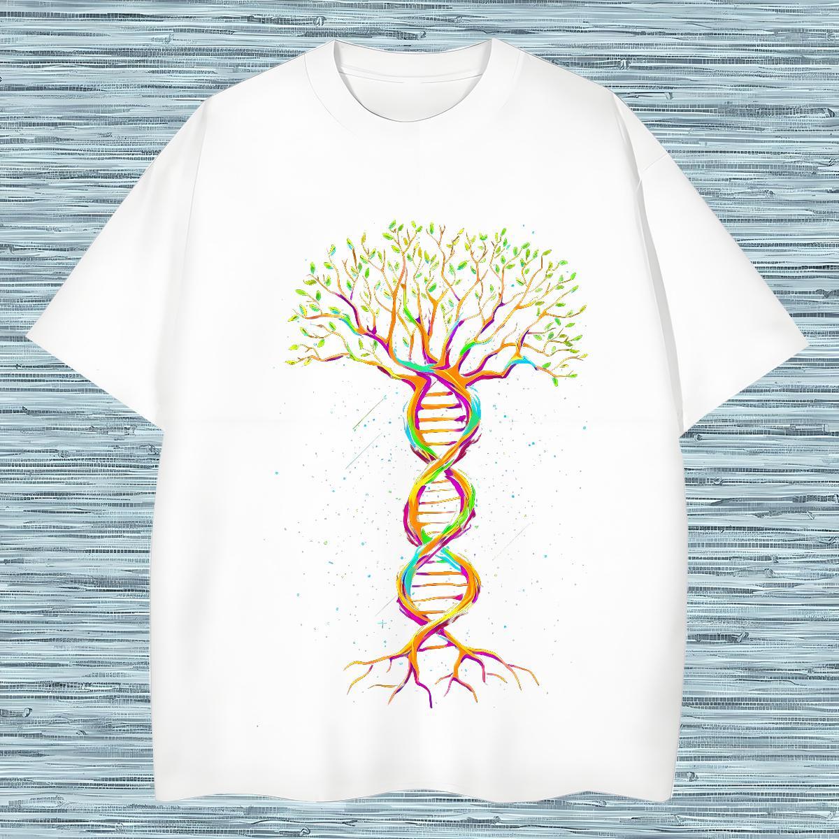 Casual New Mens Tshirts tree Daily Wear 230g Pure Cotton Tees Short Sleeve O-Neck Loose Fit T-Shirts for Men Plus Size Cartoon