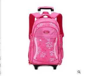Trolley School bags wheeled Backpacks girls Childrens Travel luggage Rolling Bag Girls Kids Travel Trolley Backpack On wheels Y240820