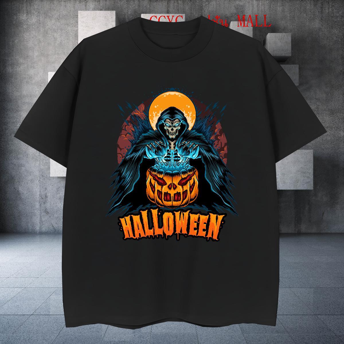 High Quality Man T Shirts halloween O-Neck Short Sleeve Hip Hop Oversized 3XL 4XL 230g Cotton Men Tops Tees Free Shipping Clothes