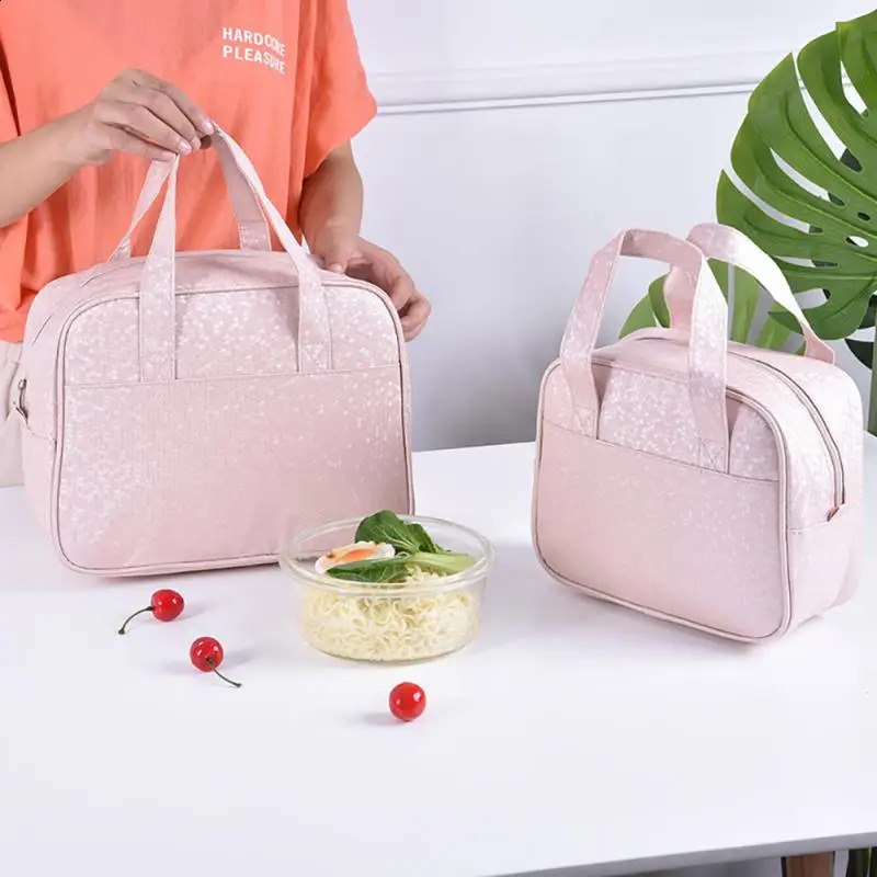 Insulated Lunch Bag Women Cooler Bag Thermal Bag Portable Ice Pack Tote Canvas Food Container Food Picnic Bags 240819