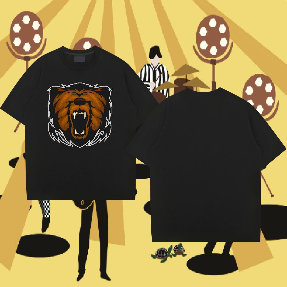 Factory Direct Couples T Shirts lion Casual Daily Wear 230g Cotton Tops Shirt Breathable Soft Cool Design T-Shirts DIY Printed