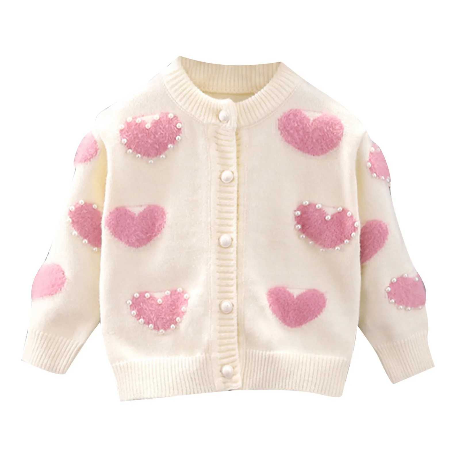 Child Girl 2023 Autumn Mink Love Girl Woolen Cardigan Dress Kids Knit Autumn Winter Long Sleeve Cute Baby Sweater ClothesXJ240819
