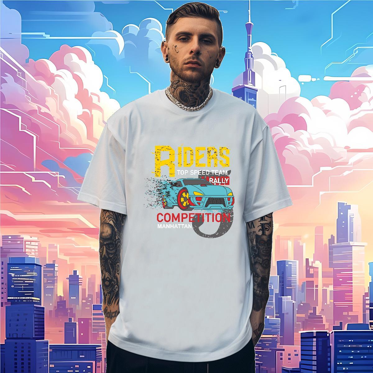 Loose car 230g Cotton Tshirts Outdoor Pure Cotton T Shirt For Man Fashion Skull Clothings