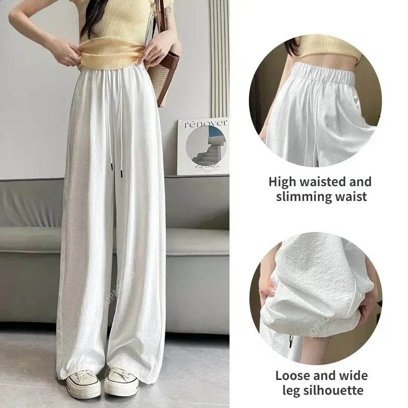 Korean Fresh Drape Effect High Waist Trouser Fashion Female Summer Baggy Wide Leg Pants Street Classic Women Sweatpants Y2k Z260314