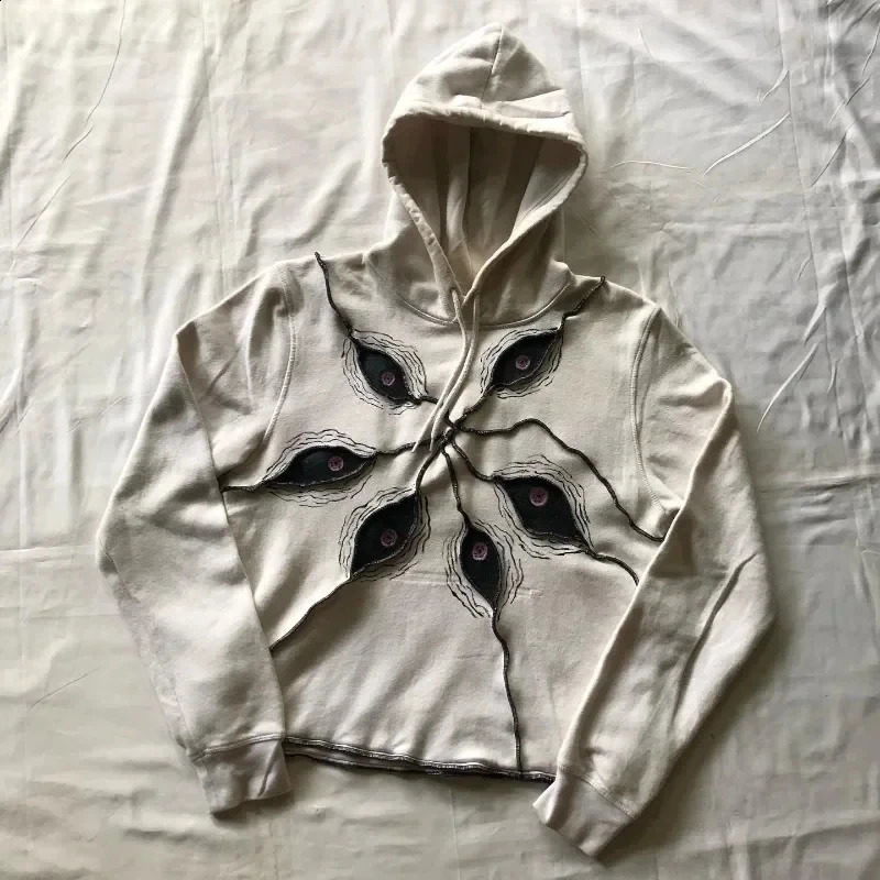 Y2K retro Harajuku Gothic Devils eye embroidery patchwork oversized womens hoodie hip-hop loose sports hoodie street wear 240819