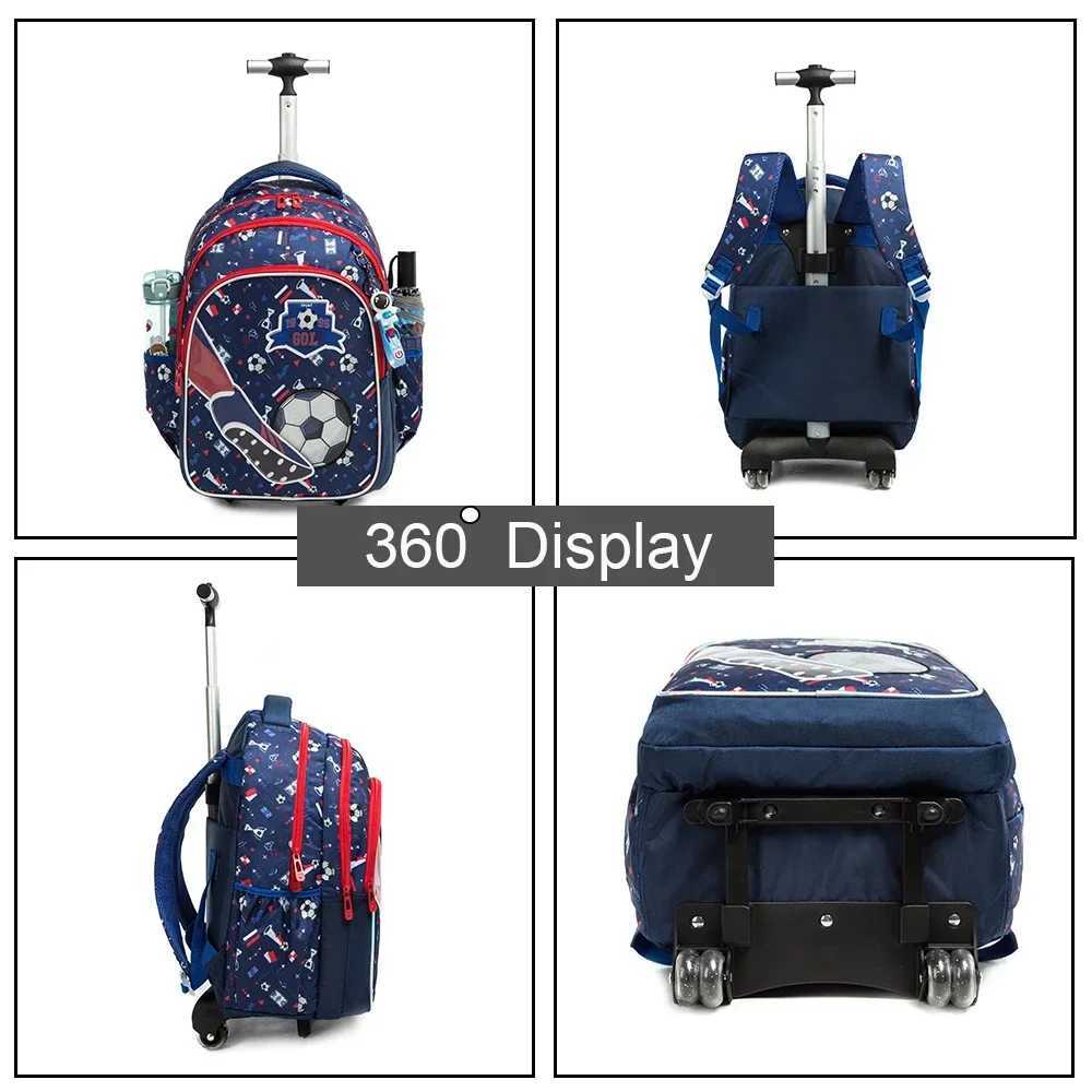 Kids School Bags Children Rolling Backpack Kids Trolley Bag Boy School Backpack Wheeled Bag Children Trolley Backpack Wheels Y240820