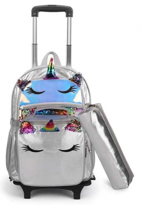 School Wheeled Backpack for girls Trolley Bag with Wheels Children school Rolling Backpack Bag Kids Travel luggage Trolley Bags Y240820