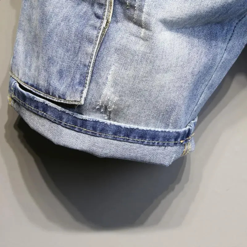 Mens denim shorts camouflage graphic trend mens XL patchwork original summer Korean fashion Jorts 240819