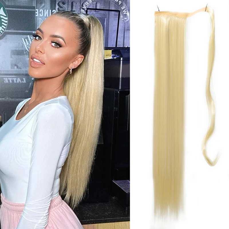 Magic wand ponytail synthetic Wig long straight ponytail female Wig durable for daily gatherings W240817
