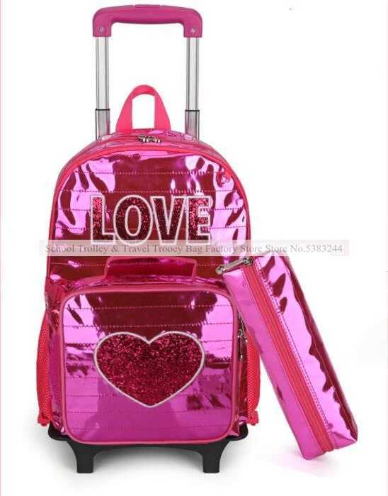 School Wheeled Backpack for girls Trolley Bag with Wheels Children school Rolling Backpack Bag Kids Travel luggage Trolley Bags Y240820