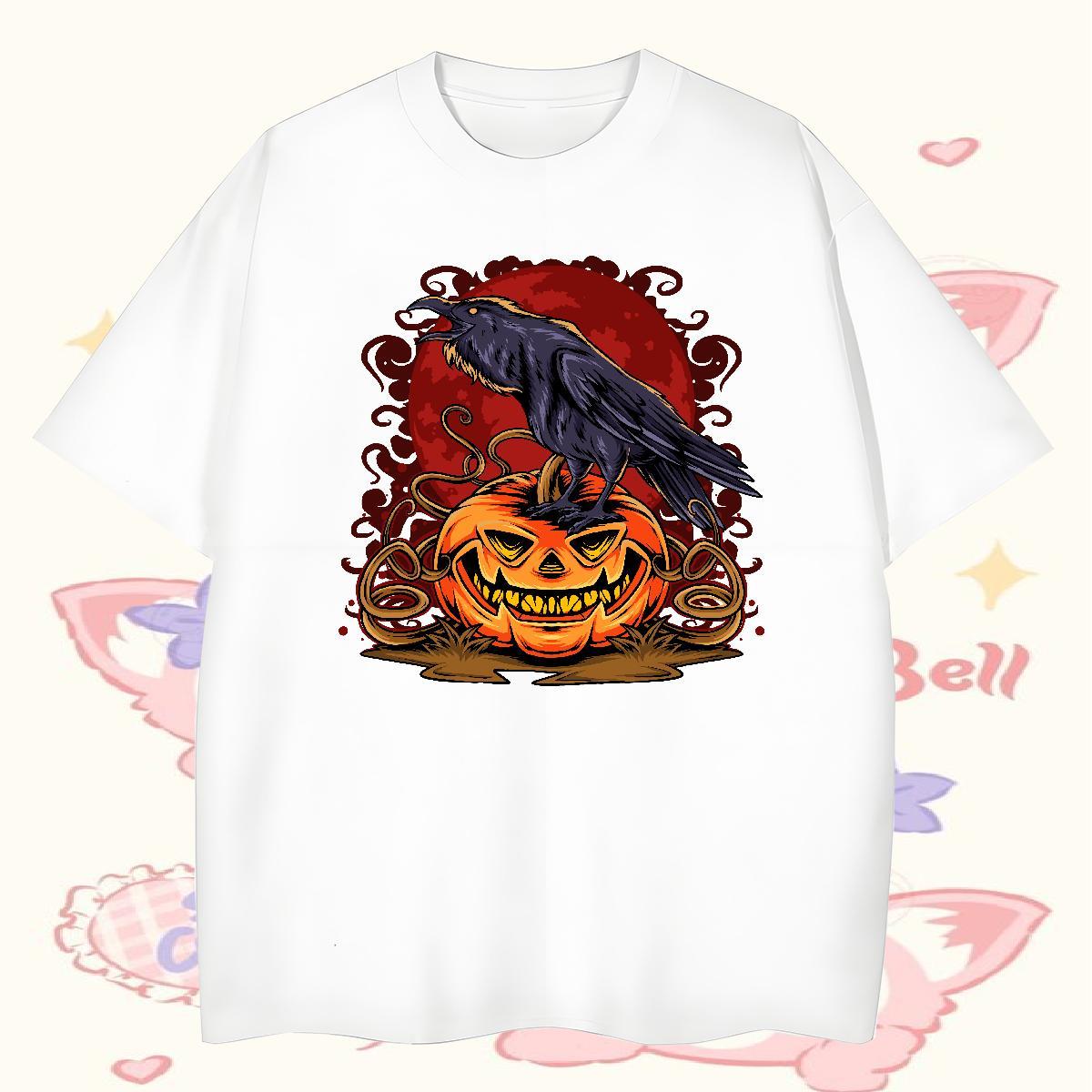 Fashion Casual Men Clothes T-Shirt pumpkin Hip Hop Street 230g Pure Cotton Tee Shirt O Neck Short Sleeves High Quality T-Shirts for Men White Plus Siz