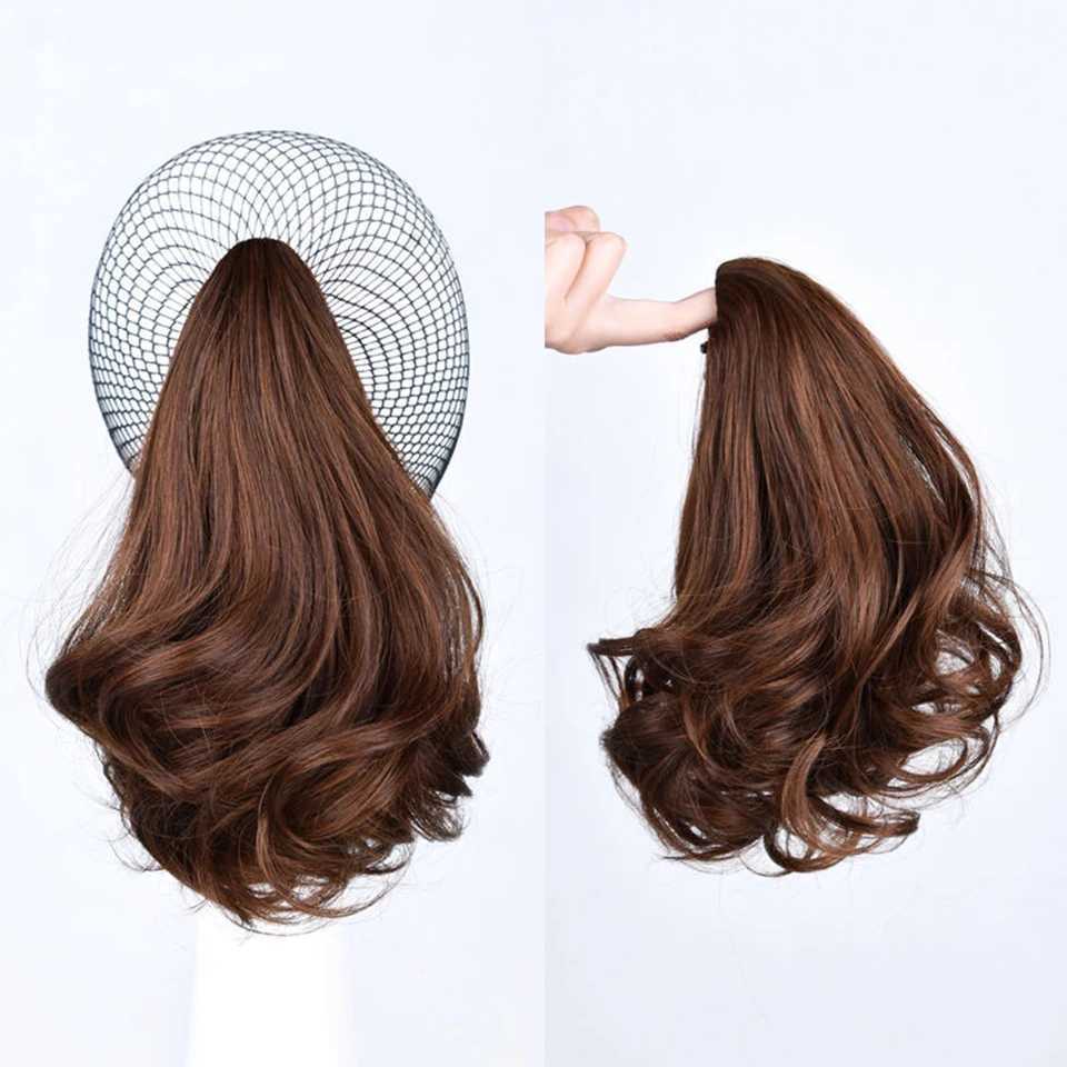 Synthetic curly Ponytail Hair Extension Short Curly Wave Ponytail Female Claw Clip Ponytail High Ponytail Wig Natural H W240817