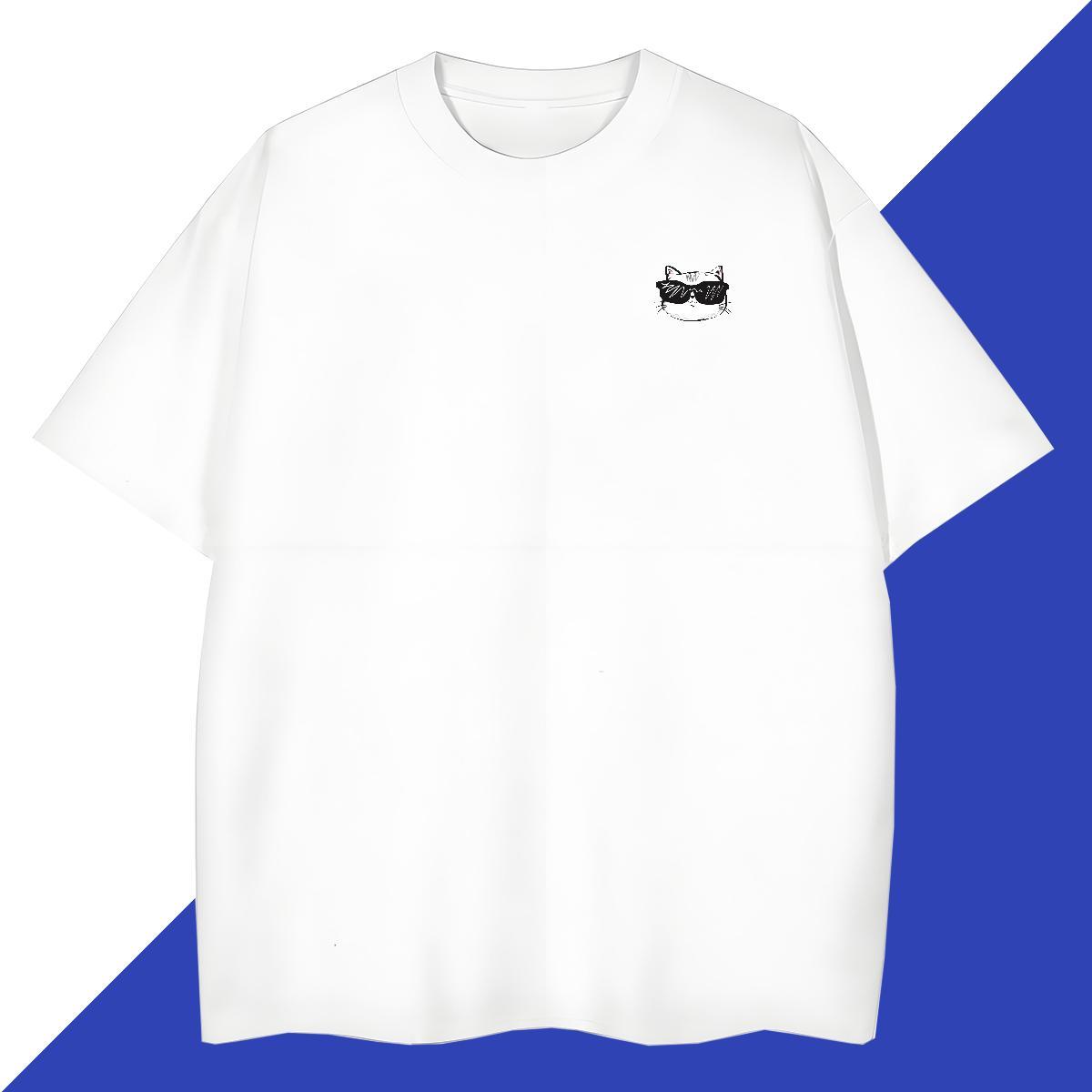 Comfortable Tshirts Street Wear 230g 100% Cotton Plus Size Cartoon Short Sleeve Soft cat T Shirts Men Fashion Design Tees