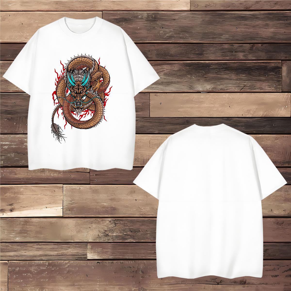 Mens T Shirts 230g Pure Cotton dragon Home Outdoor Breathable Short Sleeve Custom Print Oversized Men Tees New Arrival Unisex Tops Tees