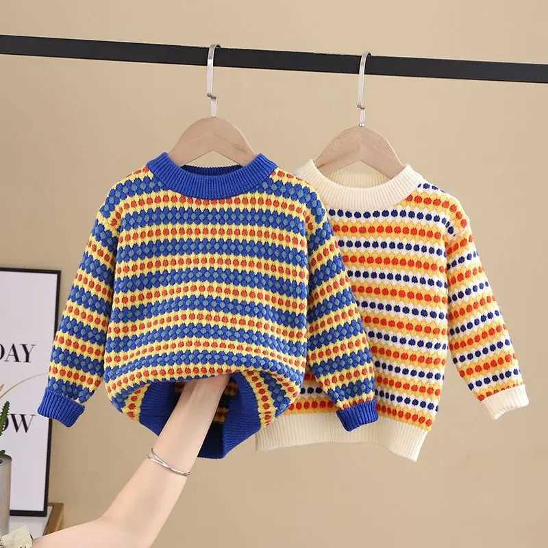 New baby mens warm autumn and winter childrens sweaters knitted sweaters womens colorful striped sweaters W240820