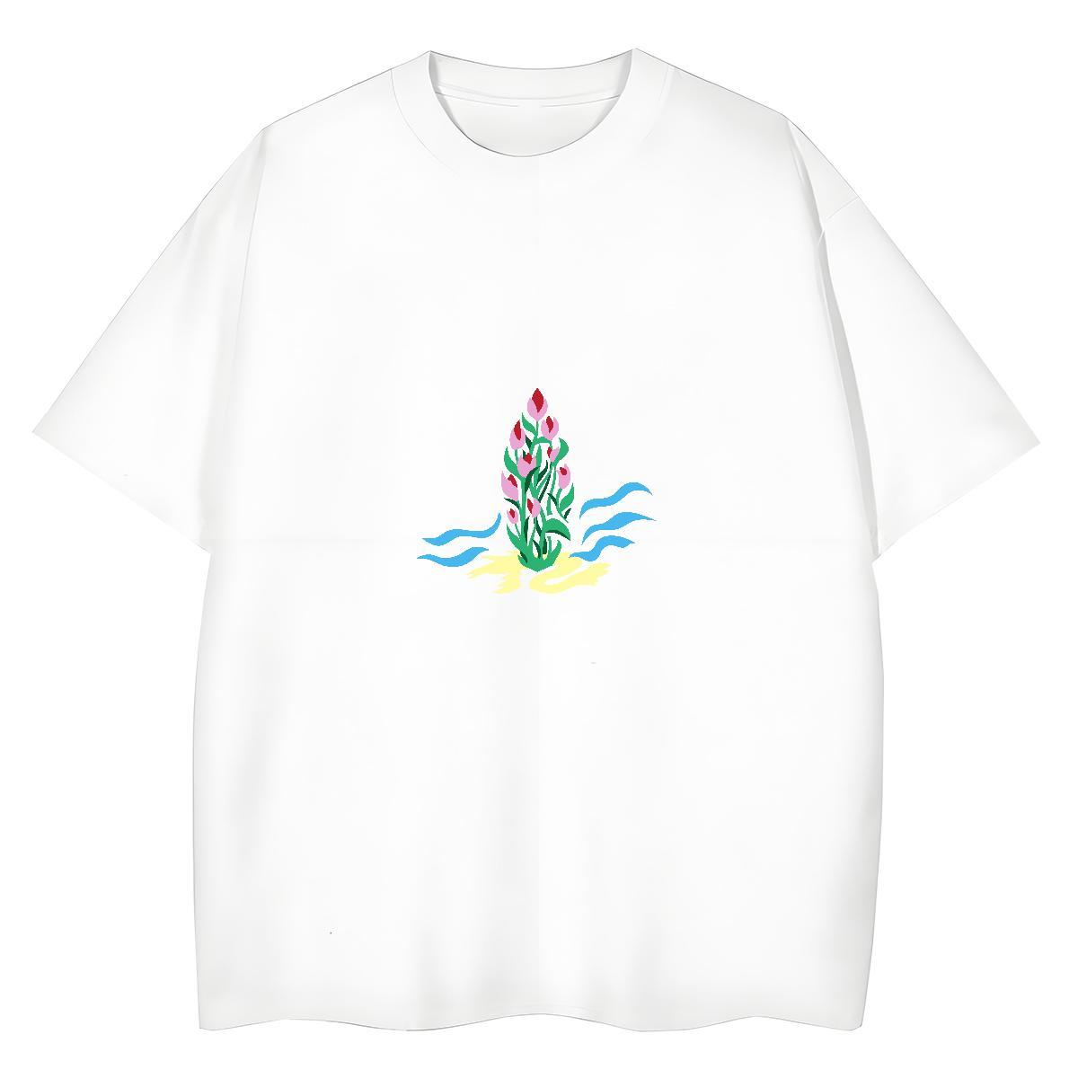New Arrival Couples T Shirts flower Sports Casual 100% Cotton 230g Tees Breathable Short Sleeve Designer Men T Shirts Black White
