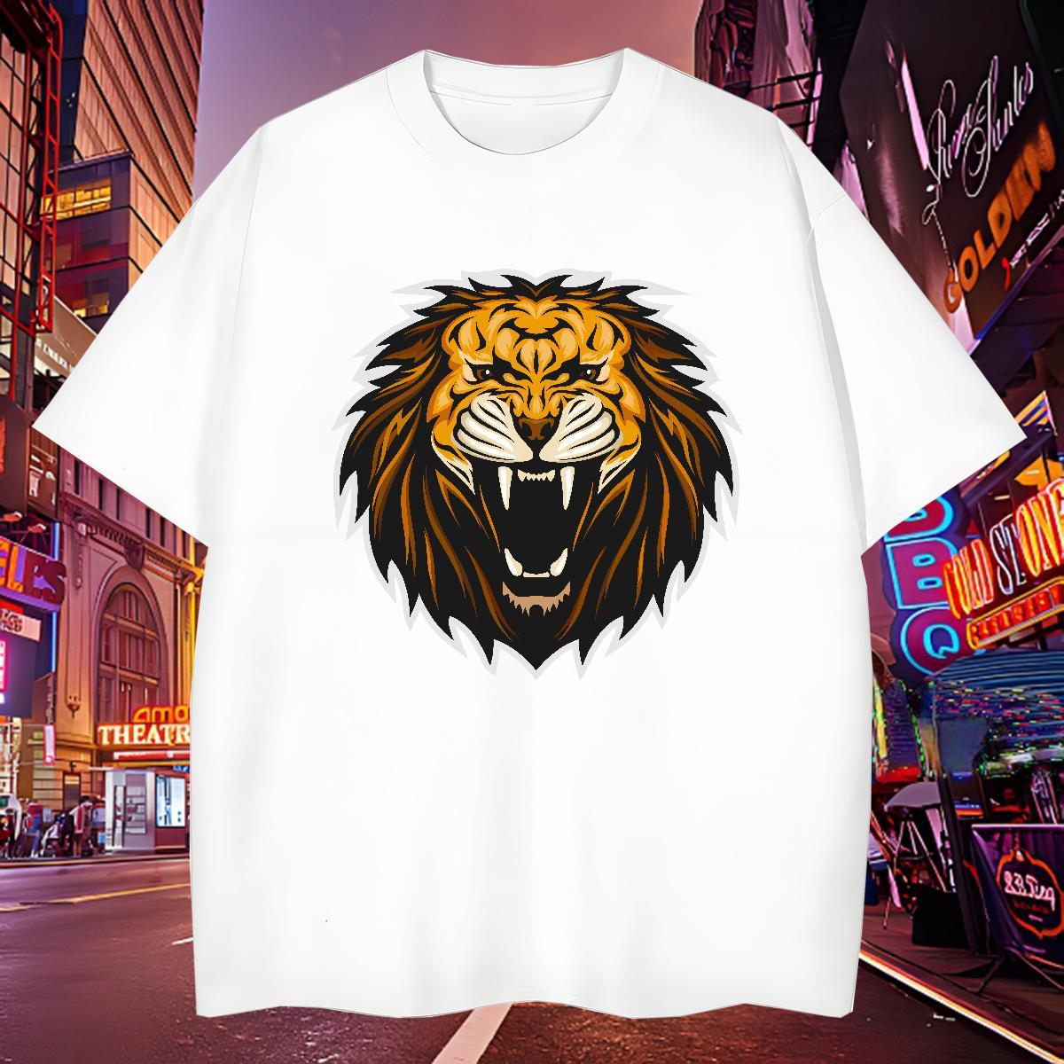 Popular Mens T Shirts lion Breathable Short Sleeve Home Outdoor Custom Big Size 100% Cotton 230g Couples T Shirts Factory Direct Clothings