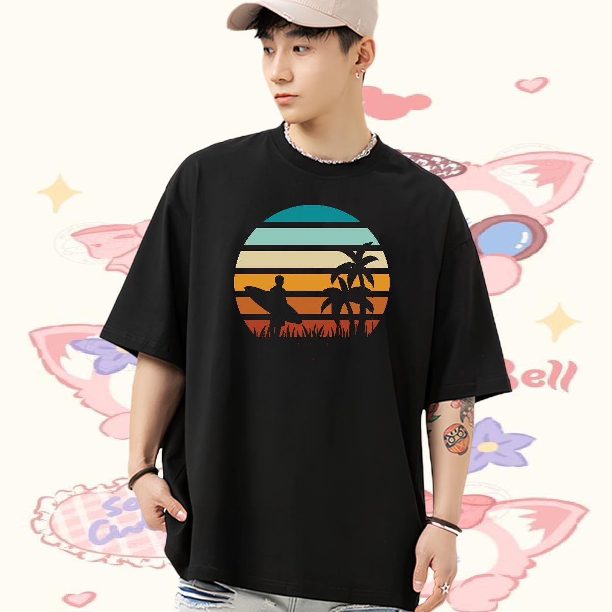 Factory Direct Mens Tshirts tree Street 100% Cotton 230g Polos Breathable Crew Neck Loose Fit T-Shirts Customized Print