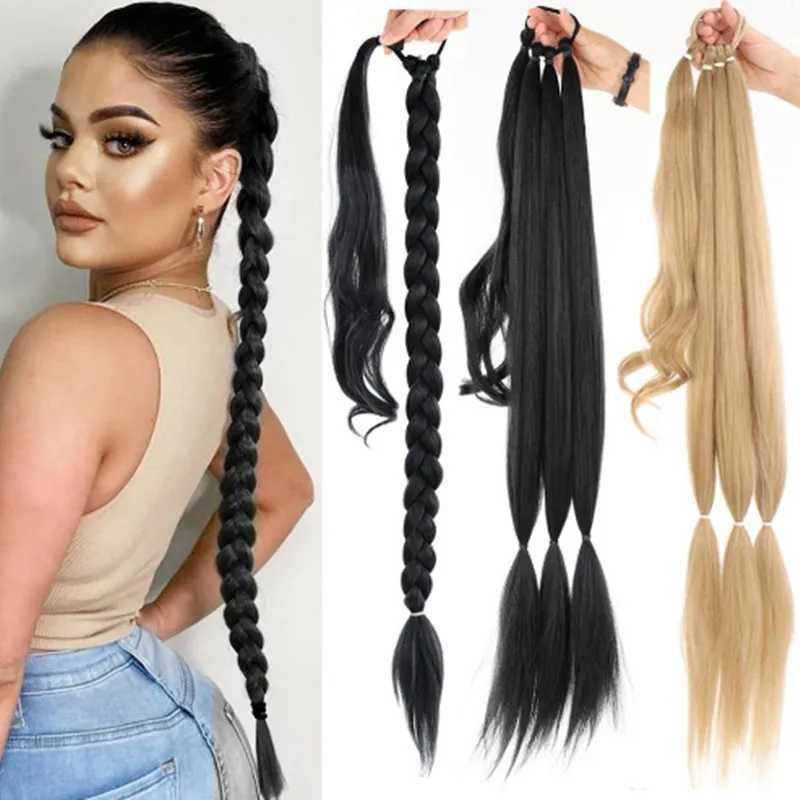 Fashion 80CM womens wig Punkstyle hip-hop fashion ponytail braided long wig womens dirty braid wig accessories W240817