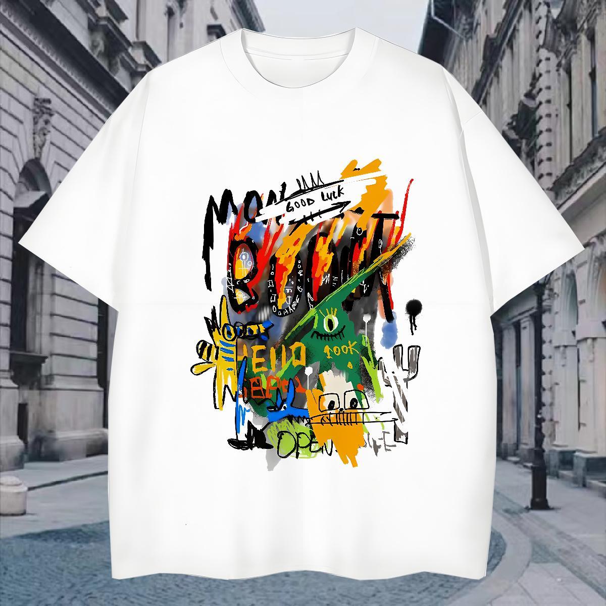 Men T Shirts 230g 100% Cotton cartoon Casual Daily Wear Round Neck Short Sleeve White Plus Size Men Clothes T-Shirt Free Shipping Unisex Top Tees