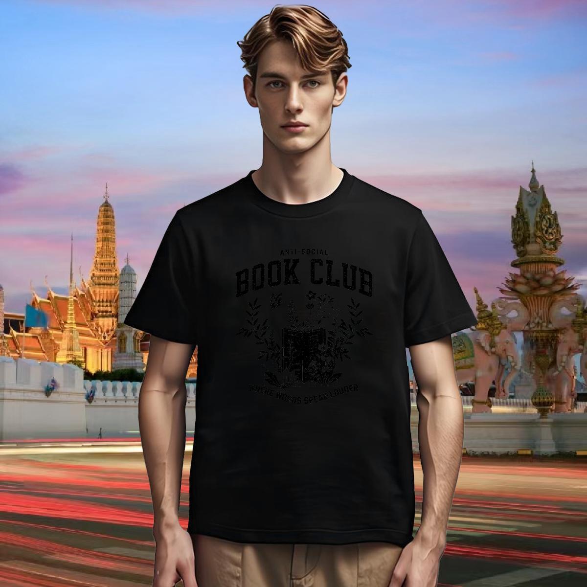 T Shirts Men 230g Cotton book Casual Breathable DIY Printed Couples T Shirts New Designer Loose Fit Tees