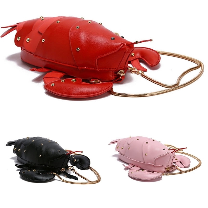 Fashion Cute Lobster Shape Women Shoulder Bags PU leather Crossbody Bags For Women Fuuny Shoulder Bag Ladies Messenger Bag 240819