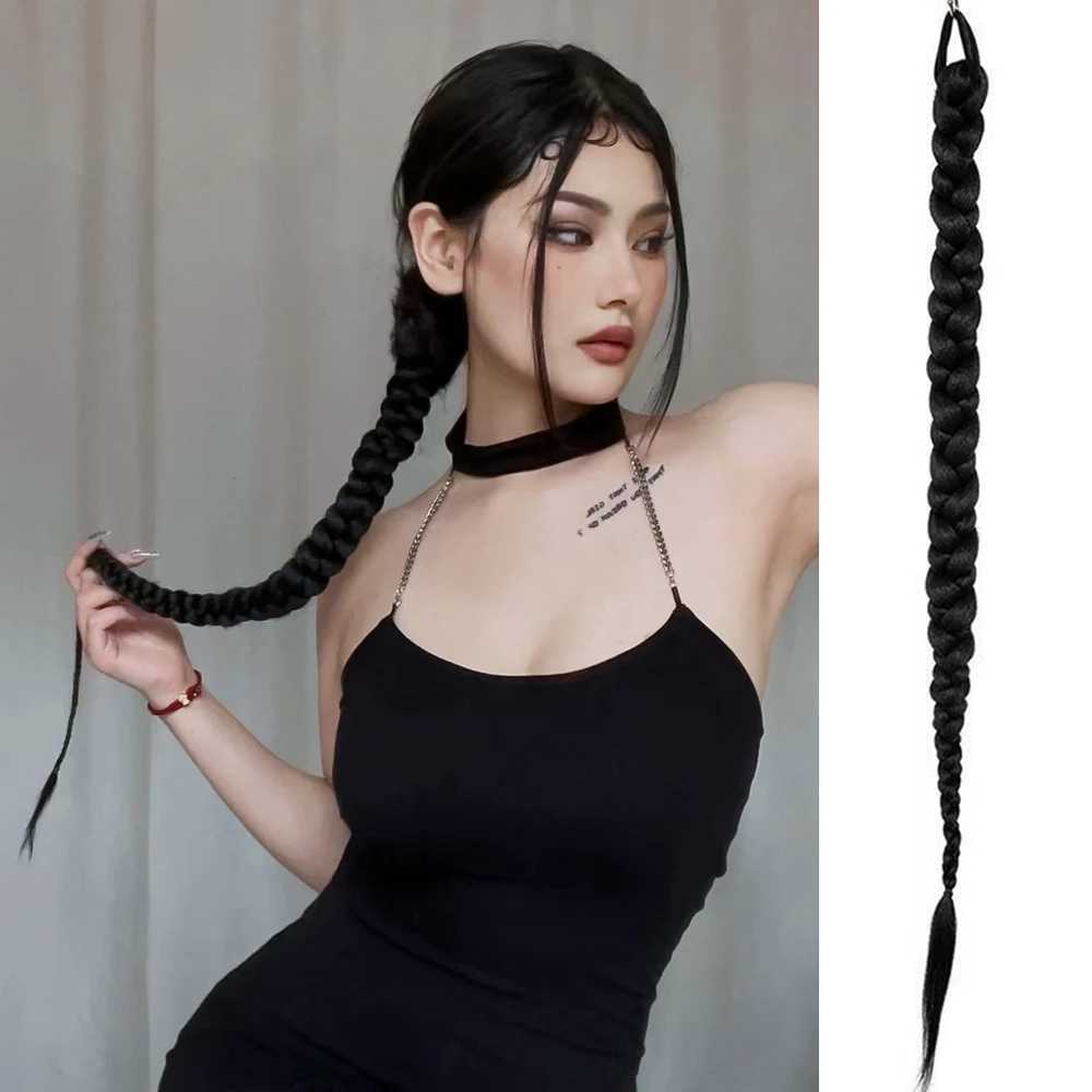 Wigsin synthetic wig womens long ponytail boxing twisted long braid sweet cool girl hot girl hair W240817