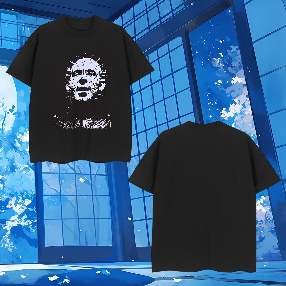 Men T Shirts 100% Cotton 230g scary Anime Printing Street Short Sleeve Soft Plus Size Custom Tshirts New Loose Tees