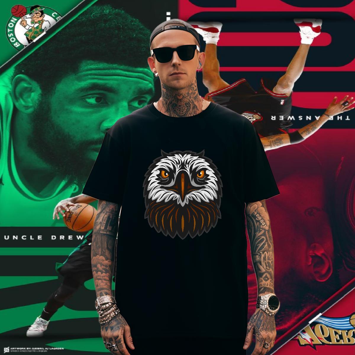 Cool T-Shirts owl Breathable Short Sleeve Casual Daily Wear Black White 230g 100% Cotton Tshirts Classic Tops Tees