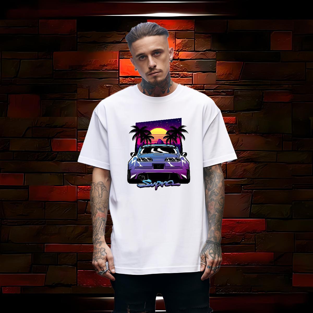 Brand car 230g Cotton Men Tops Tees Casual Daily Wear Crew Neck Breathable T Shirts Men Wholesale Skull Top Tees