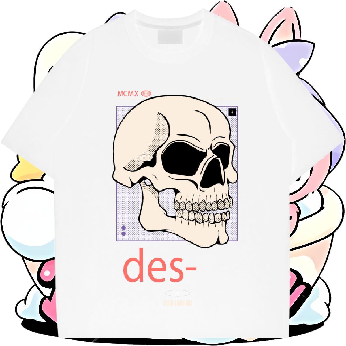 High Quality Men Tops Tees Street Casual 230g 100% Cotton Custom Anime O Neck Short Sleeves skull Mens T Shirts Wholesale Tops Shirt