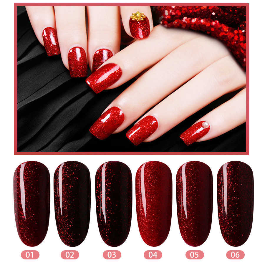 Nail Gel BESHYNE new nail polish adhesive 6-bottle set laser phototherapy glitter small series Q240819