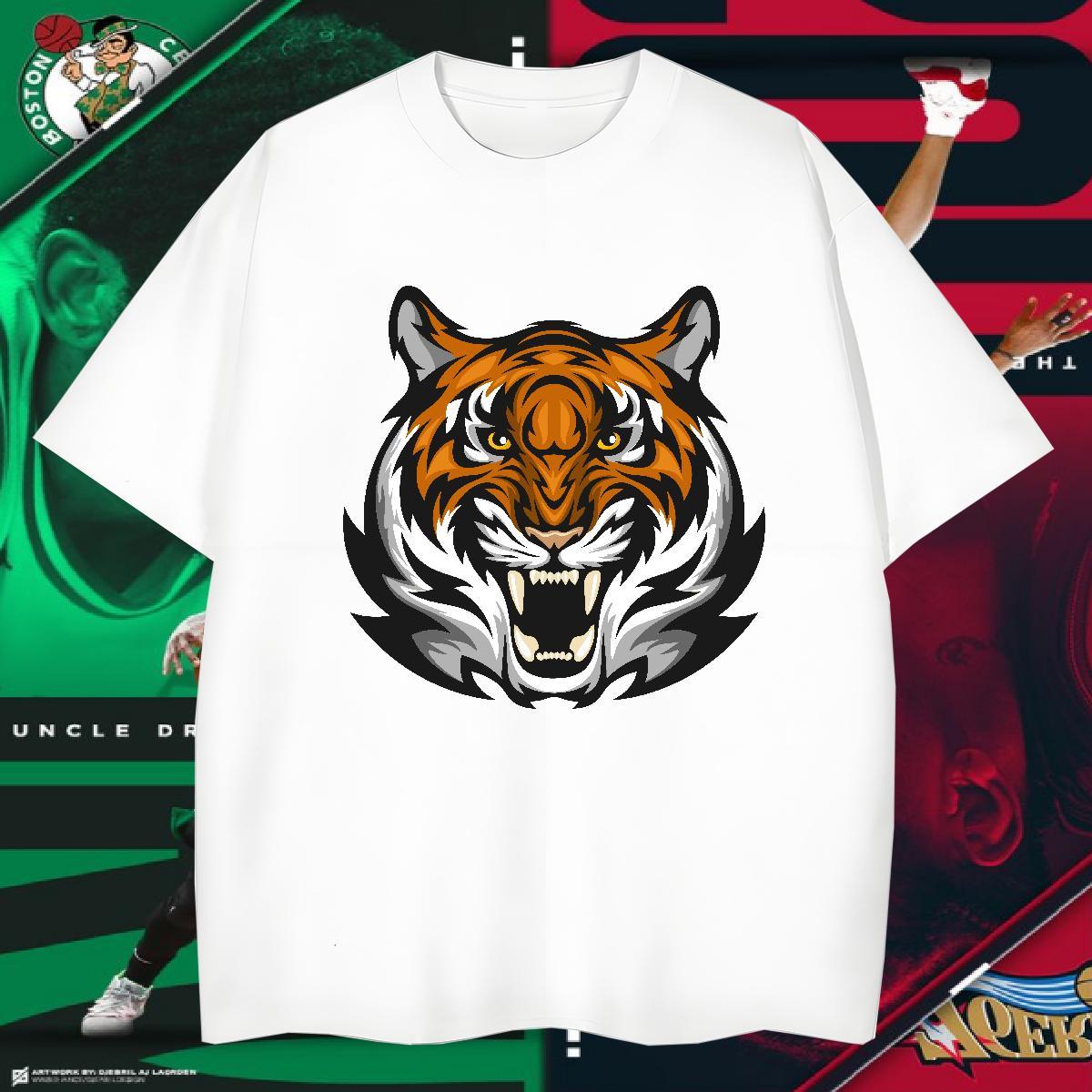 Mens T Shirts 230g 100% Cotton tiger Daily Wear Breathable Soft Custom Cartoon Mens Tshirts 2024 Summer Classic Tops Shirt