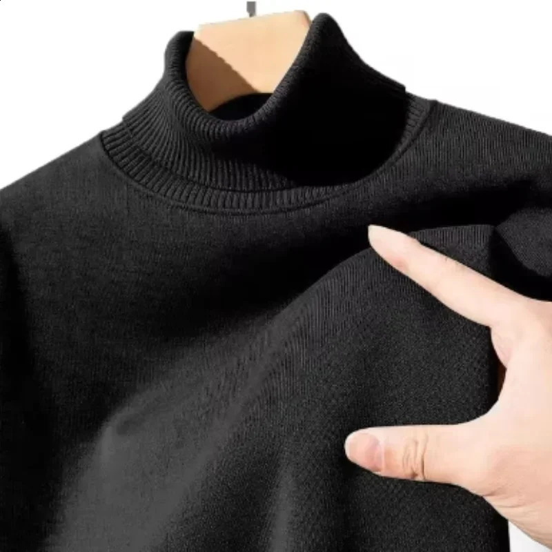 Mens autumn and winter casual high neck long sleeved street sweater solid color floral knitted 240819