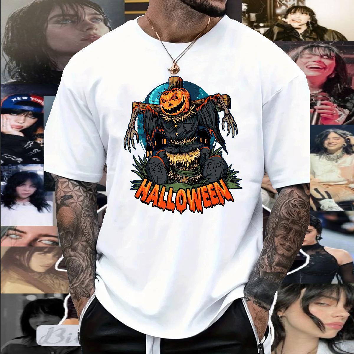 Classic pumpkin Men Clothes T-Shirt 230g 100% Cotton Men T Shirts Cartoon Print Beach Short Sleeve Soft Free Shipping Tops