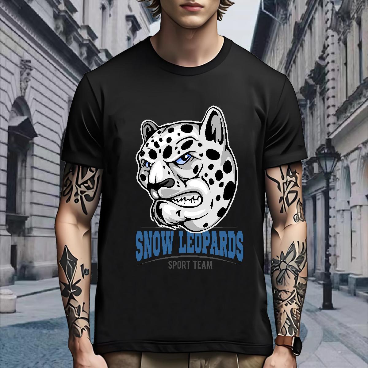 Loose Fit T Shirt For Man leopard Breathable Crew Neck Sport Custom Big Size 230g Pure Cotton Men Clothes T-Shirt Fashion Casual Tops Shirt