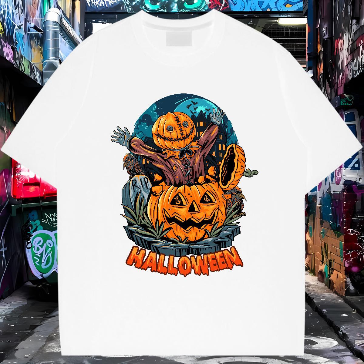 Popular T-Shirts pumpkin Short Sleeve Soft Summer Casual Customized Print 230g Cotton Men Clothes T-Shirt Fashion Designer Clothings