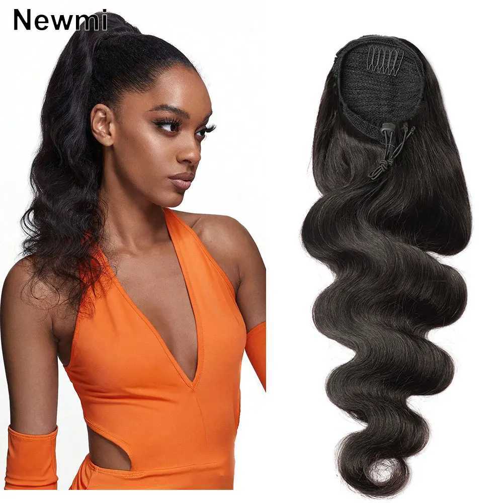 New Mi body wave human ponytail female hair extension natural black clip pull ponytail hair extension 8-26 inches W240817