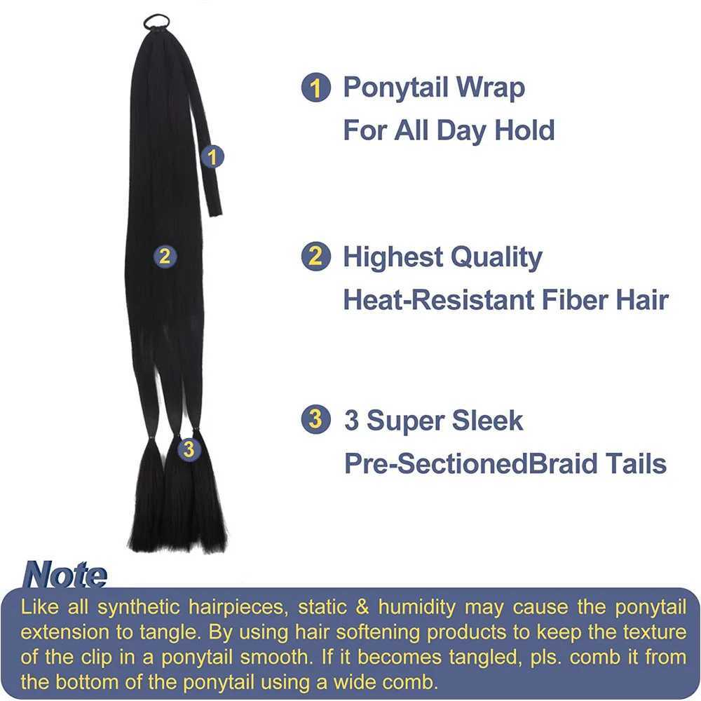 40 inch ultra long box braided brushed ponytail synthetic natural ponytail wig suitable for black women to clip and extend their hair W240817