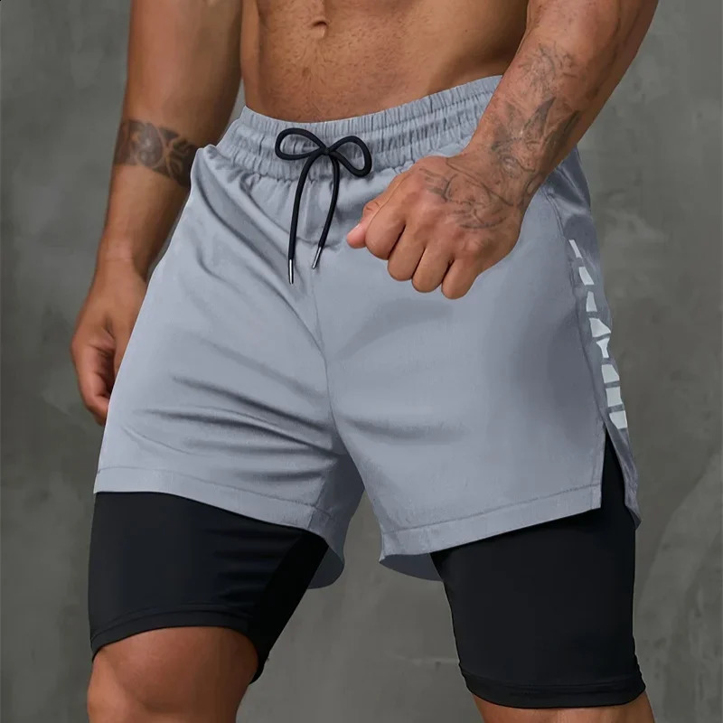 Mens Running Shorts Gym Exercise 2in1 Quick Drying Training Fitness Slow Summer Outdoor Sports 240819