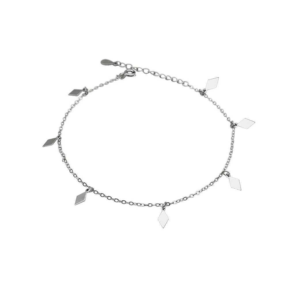 925 sterling silver simple diamond geometric pendant anklet for womens summer beach leisure jewelry accessories girlfriend gift W240815