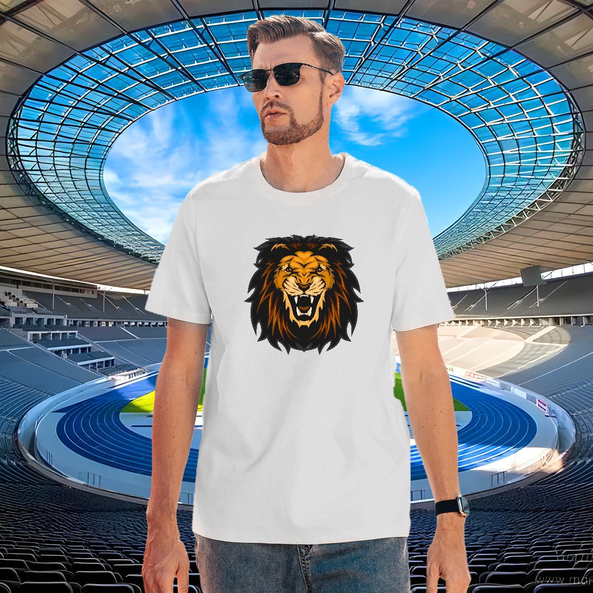 Soft T shirt lion O Neck Short Sleeves Street Cartoon Print 230g 100% Cotton Tshirt for Man Woman Fashion Designer Tee Shirt