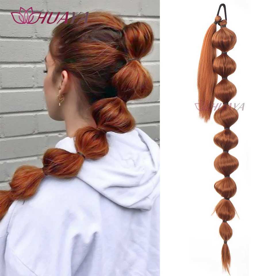 HUAYA Bubble Braided Bubble Ponytail 30 inch Packaging Wig Ponytail Synthetic Fiber High Temperature Silk Hair W240817