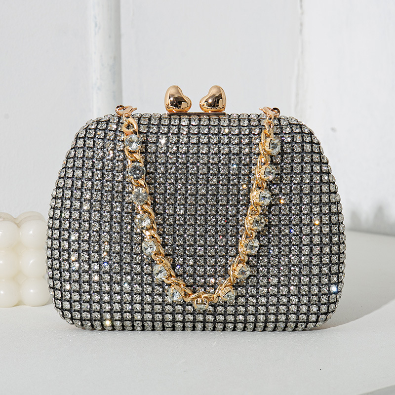 2024 new diamond studded fashionable and elegant banquet dress handmade rhinestone bag, shiny hand-held bag